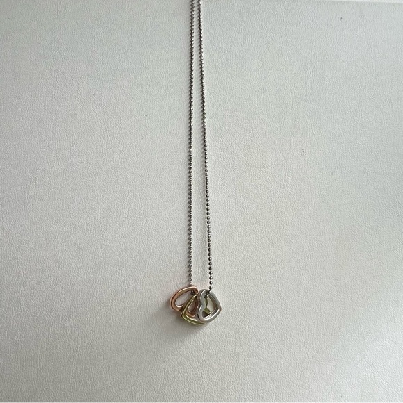Tri Color Triple Heart Necklace 3 Open Hearts - Picture 2 of 4